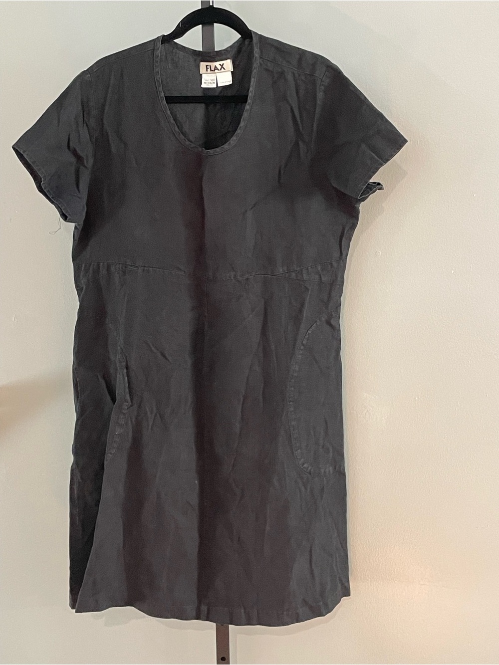 Flax Dark Grey 100% Linen Shirt Dress Size Medium